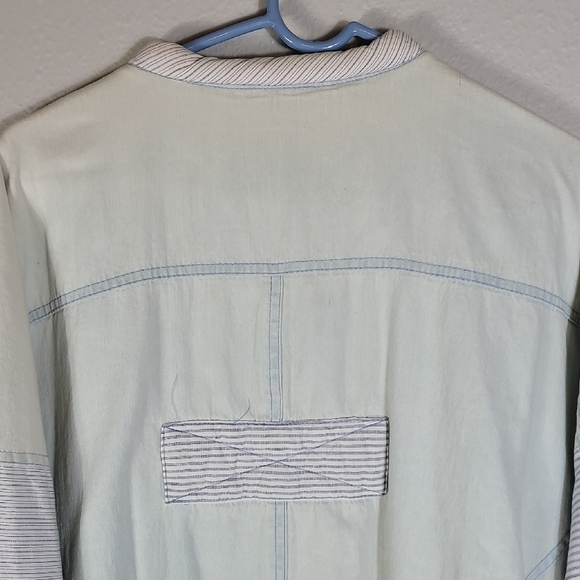 Vintage 80s Women Faded Denim Bomber Jacket Size M Acid Wash Patchwork Grunge - Picture 12 of 15